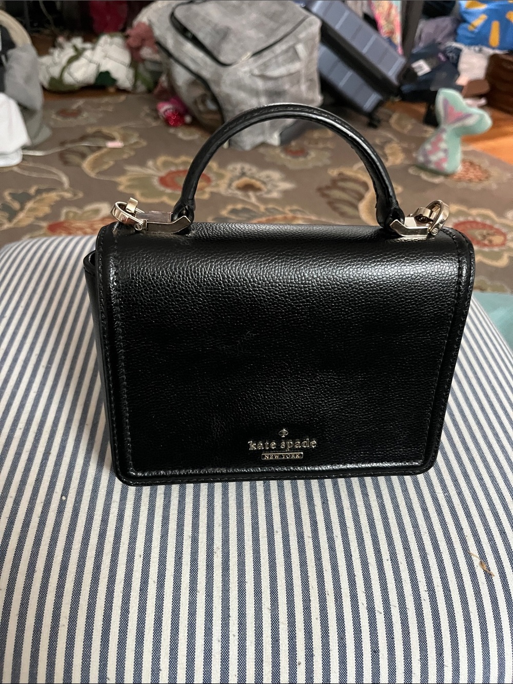 kate spade Black Leather Structured Top-Handle Satchel